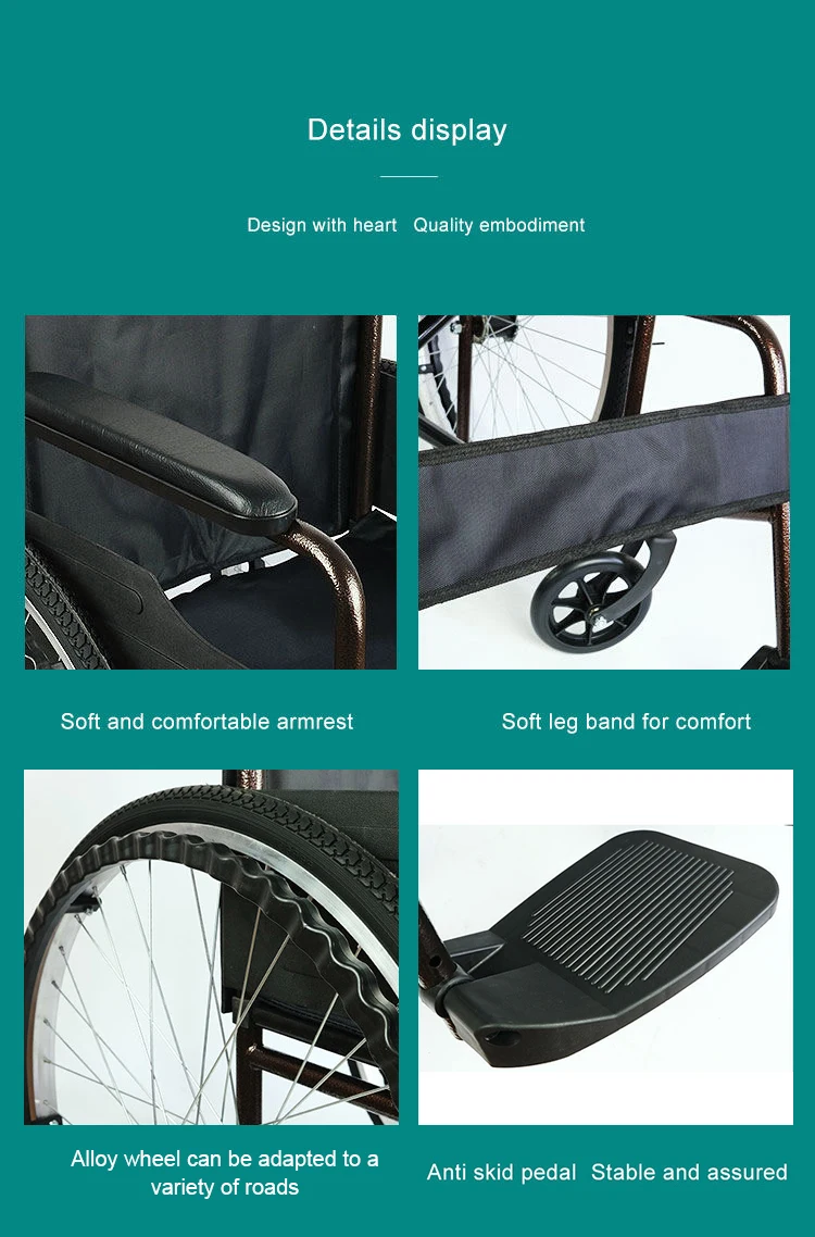High quality manual steel lightweight  folding hospital wheelchair for sale