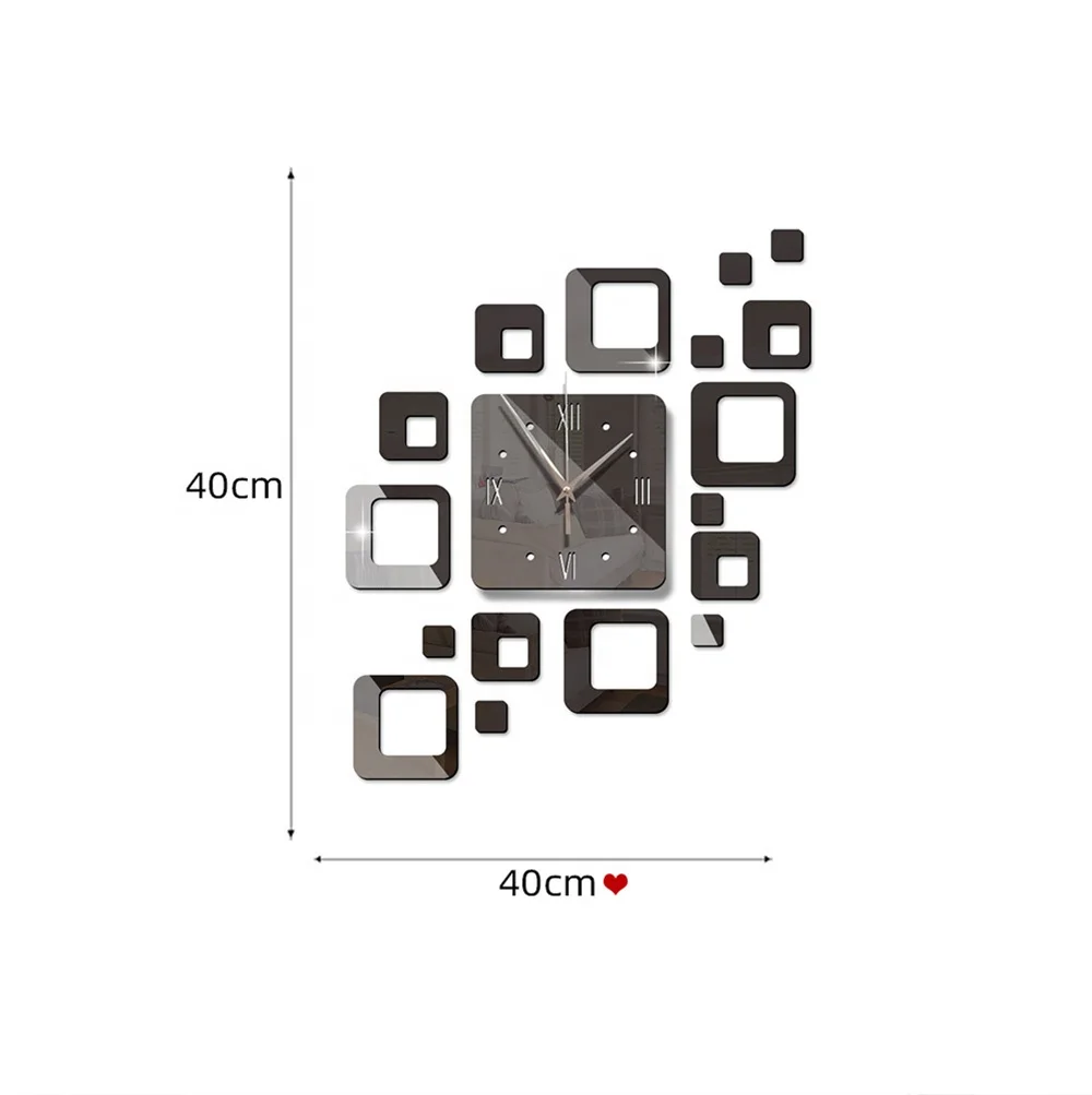New 3D Wall Clock Creative DIY Wall Clocks Removable Art Decal Sticker Home Decor Living Room Quartz Needle Mirror Wall Stickers