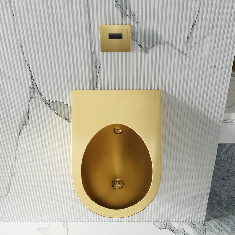 OEM на заказ SS304 Золотой Мужской настенный Овальный безводный ванный из нержавеющей стали для ванной комнаты с датчиком писсуара