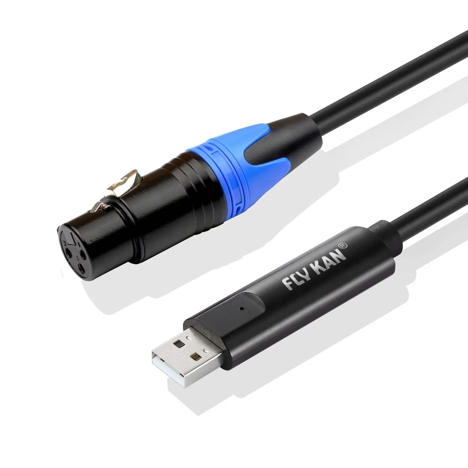 Studio XLR to USB-A Interface Cable USB to XLR Adapter to Capture Professional Audio Microphone for Smartphone/Tablet/Computer