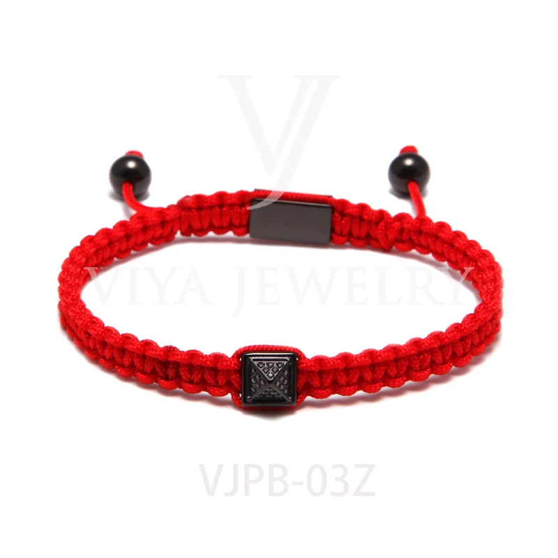 
Luxury gold men bracelet stainless steel beads bracelet macrame red rope bracelet 