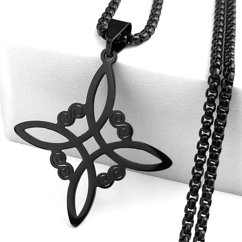 Stainless Steel Witch Knot Pendant Necklace Charm Gold/Silver Unisex Witchcraft Irish Knot Pendant Amulet Necklace Jewelry