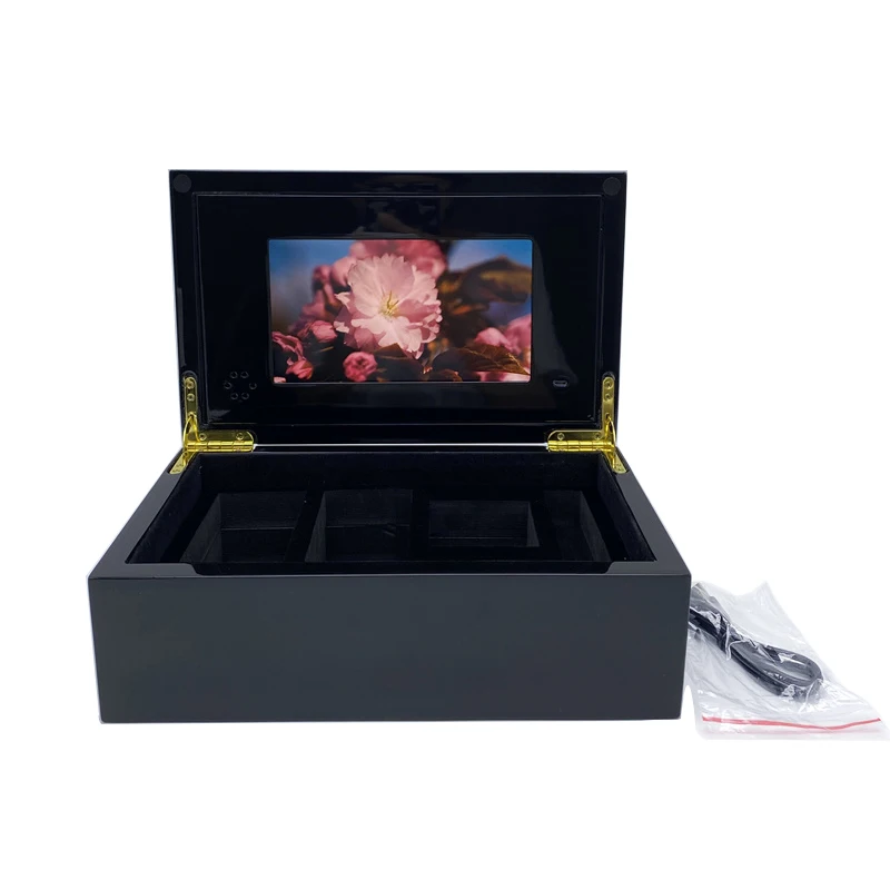 High quality 7 inch IPS/TFT gift wooden video brochure box with lcd screen