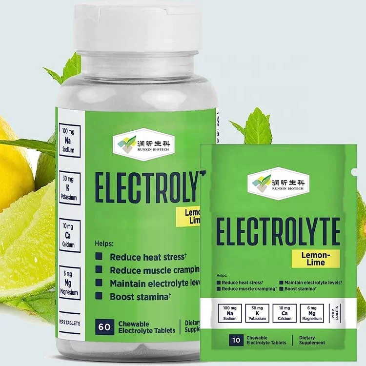 OEM Sports Nutrition Supplement Lemon Lime Electrolyte Salt Chews Electrolyte Tablets