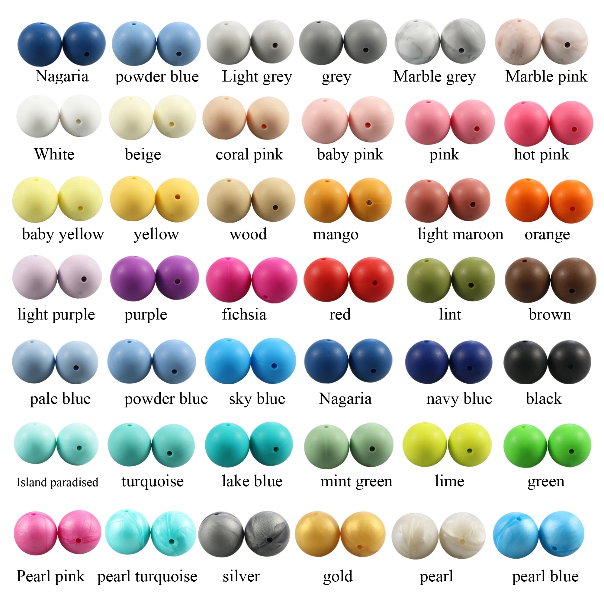 New Wholesale Low Price Necklace Teething Printed Round Beads Baby 15MM Silicone Beads