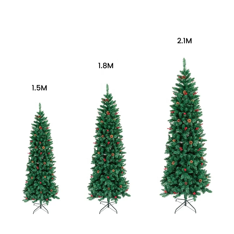 2024 New Xmas Decoration Slim Trees Pencil Shape Decorated LED Christmas Tree for Kitchen Dining Home