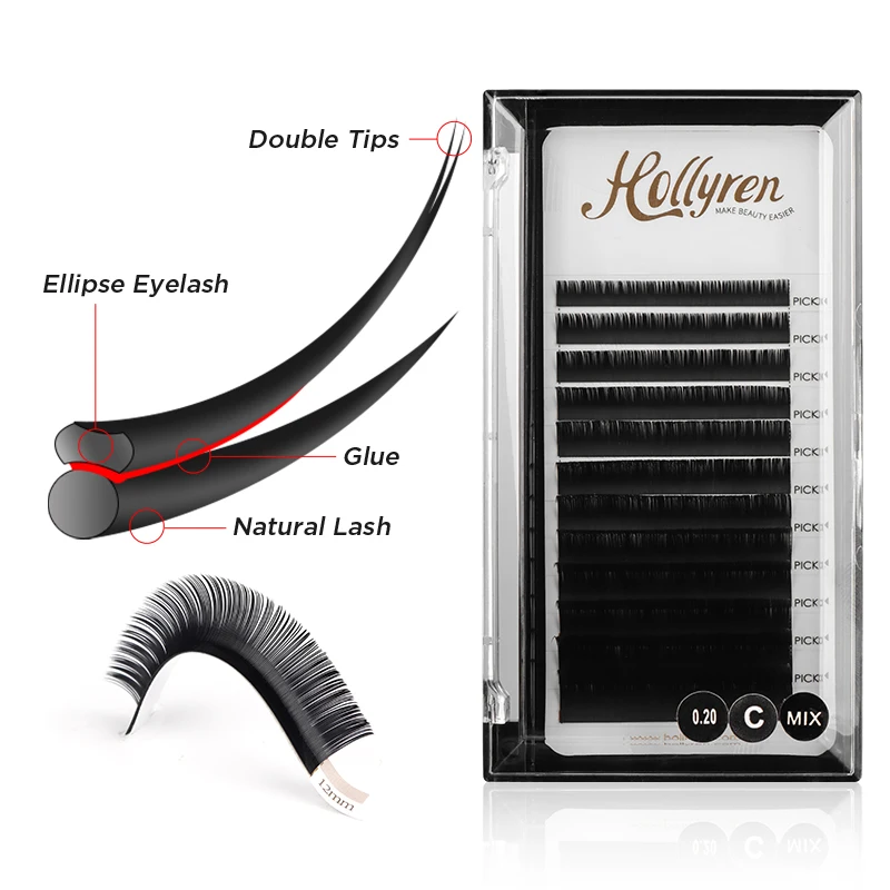 New Matte Flat Eyelash Extensions Individual Mink 0.15 0.20 Softer Ellipse Flat Lash Split Tips Lighter Volume flat lash