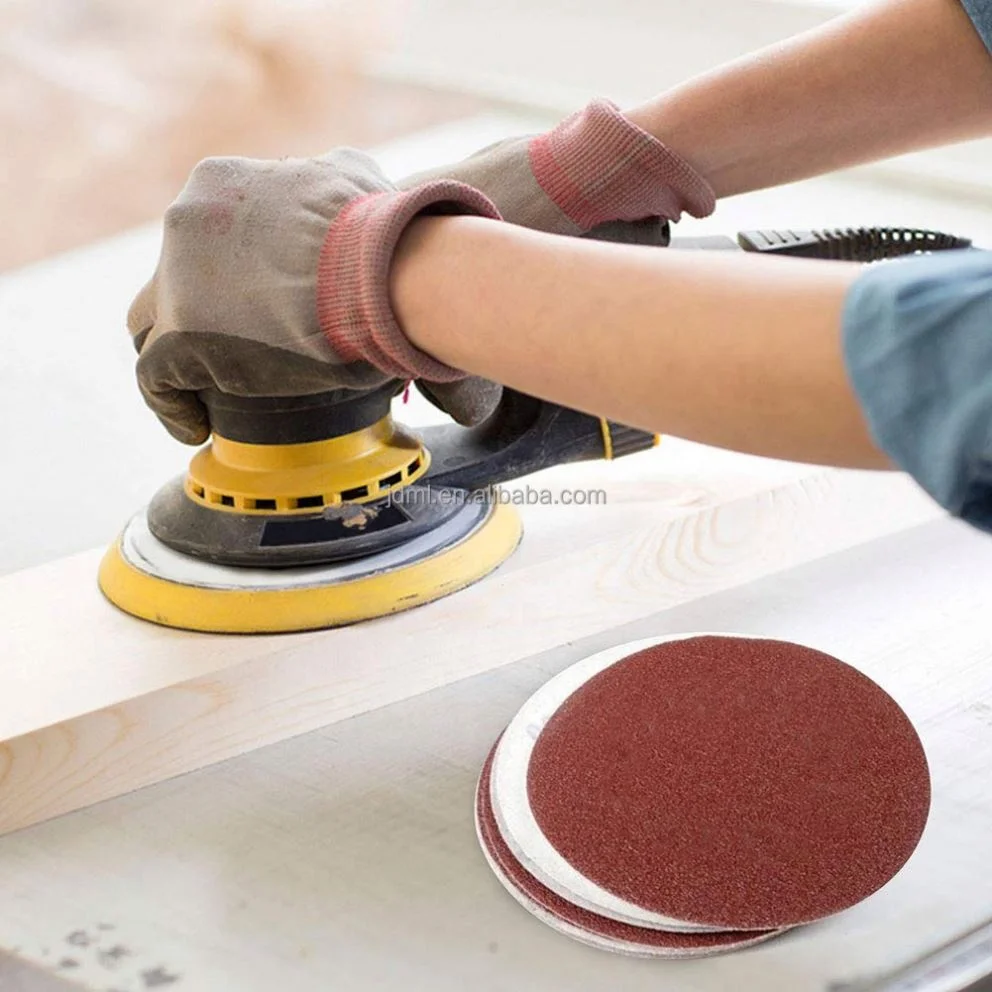 125mm orbital polishing sandpaper disc abrasive sand disc Aluminum Oxide round E-weight Red Sanding Disc  pads p120