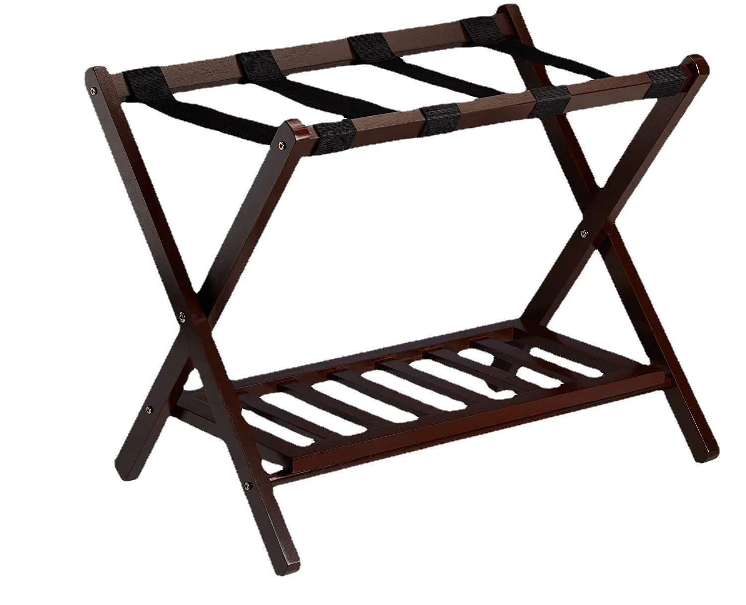 Suitcase Stand Wood Folding Luggage Rack Hotel Storage Foldable Luggage Rack Stand for Guest Room Wooden Luggage Rack with shelf
