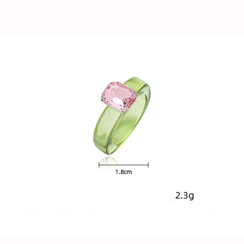  Cute Candy Color Transparent Resin Ring for