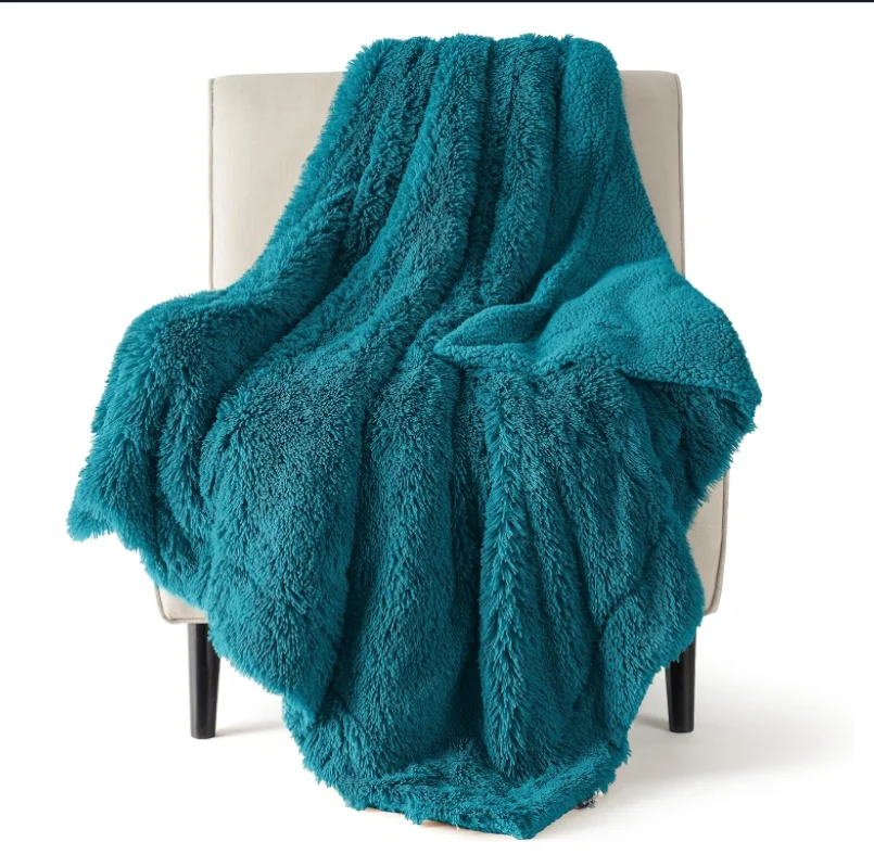 Shine Blue Color Mohair Blanket soft doll custom stuffed animal plush fabric plush blanket for travel