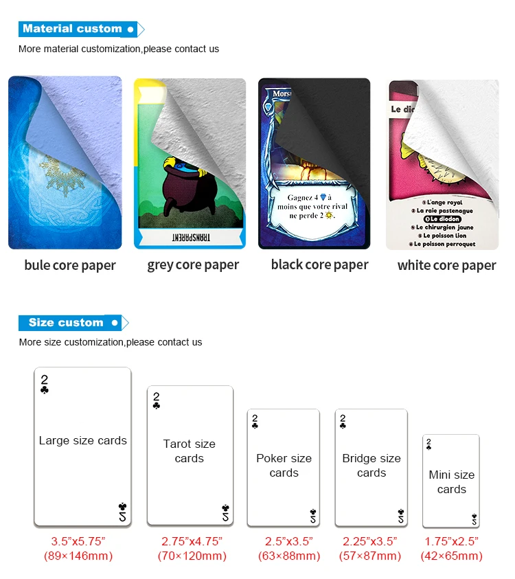 New Design Printing Custom  Embossed Paper board game Card