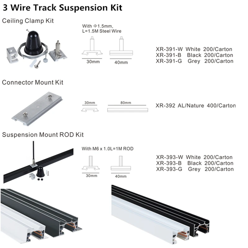 Wholesale Spotlight Track 3 Wires Track Suspension Mount ROD Kit Connect Single Circuit Spotlight Track LED CE 90 Modern