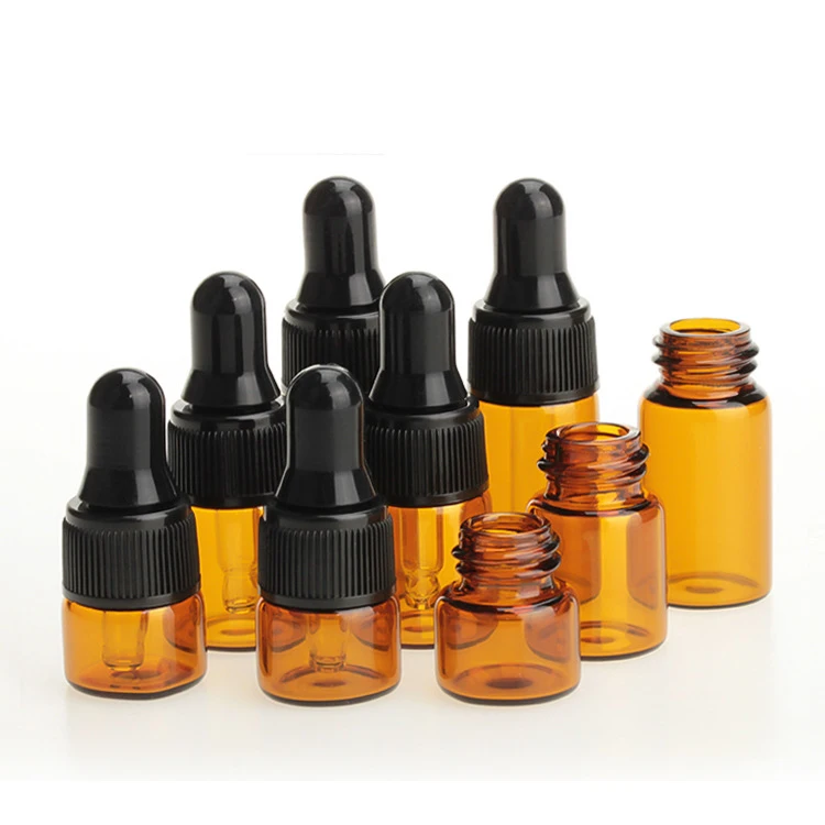 MINI amber 1ml 2ml 3ml 5ml glass dropper bottle with dropper for essential oil
