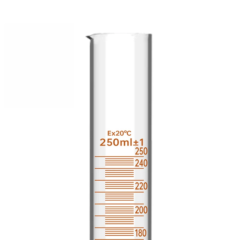 Custom laboratory heat-resistant graduated cylinder 250mL borosilicate glass measuring cylinder