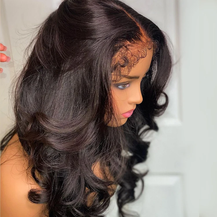 360 brazilian human hair 12a 4c 4b texture hairline  hd lace frontal vietnamese body wave virgin hair wig with curly edge