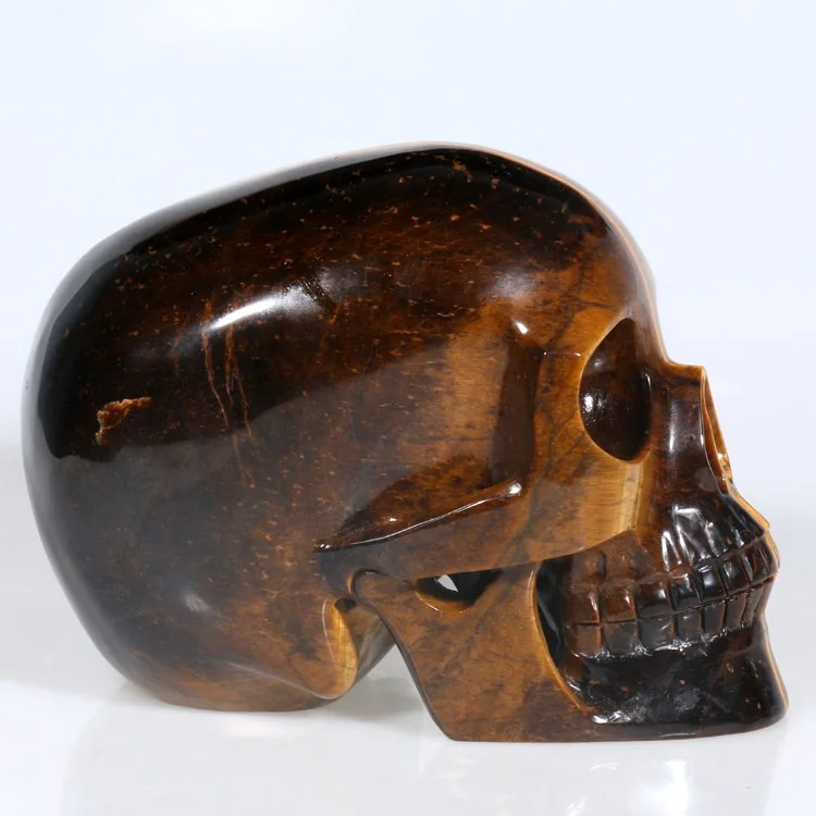 Wholesale Natural Golden Tiger Eye Stone Quartz Hand Carved Crystal Skulls  For Decoration