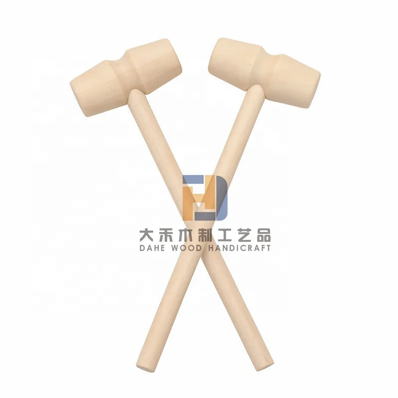 Unfinished Wooden Hammers Mallet Small Blank Wood Hammer for Kids Toy DIY Crab Lobster Tool