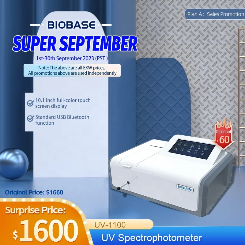 Biobase Manufacturer UV/VIS Spectrophotometer UV-1100 Automatically Adjust Spectrophotometer For Lab