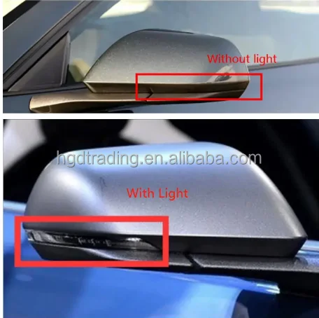 HGD M Style Mirror Cap for Ford Mustang 2015+ Replacing Mirror Cover Clip-on Carbon with Light