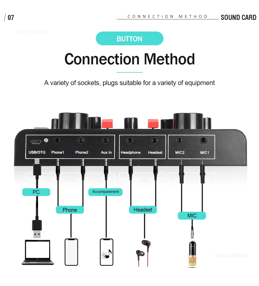 BM800 Condenser Microphone Sound Card V9X PRO Mixer Game DJ Live Broadcast Recording Set Mic Phone K Song Computer Karaoke Sing