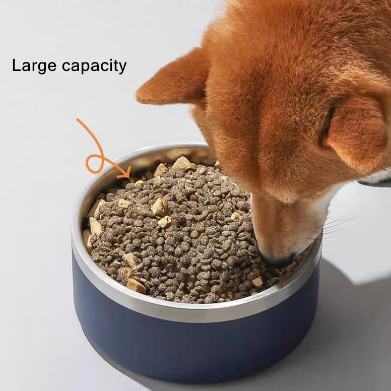 Double Wall 304 Stainless Steel Dog Bowls Rounded Pet Food & Water Feeding Bowl for Small Animals