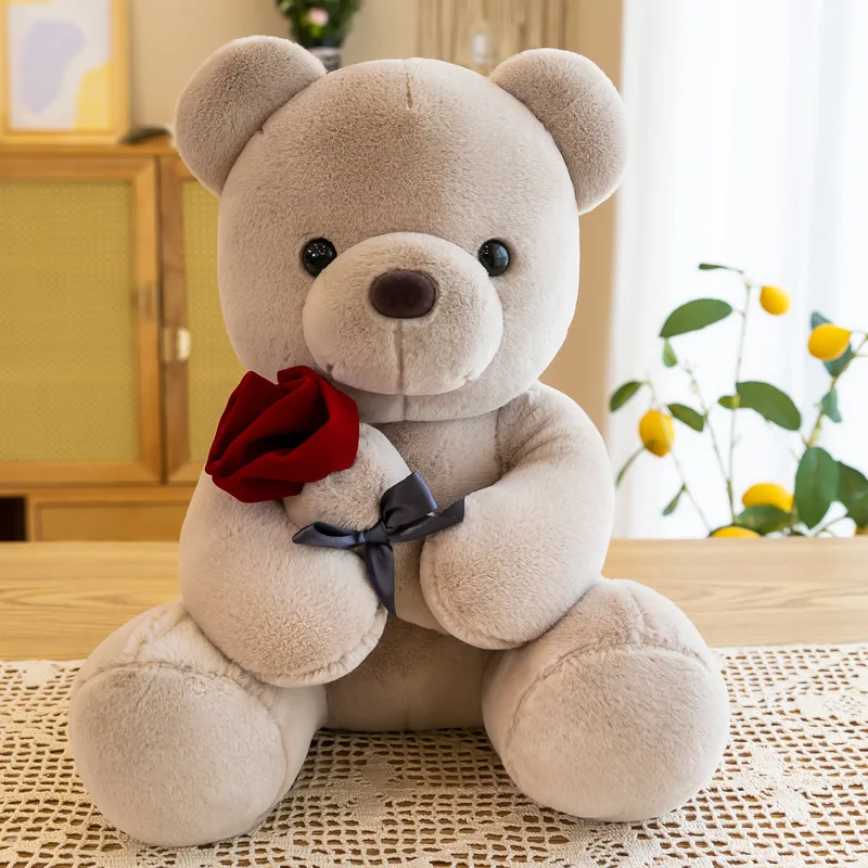 Wholesale Red Rose Sublimation Small Flower Teddy Bear Soft Plush Toy Valentine Gift Home Decor Cotton Fabric Material PP