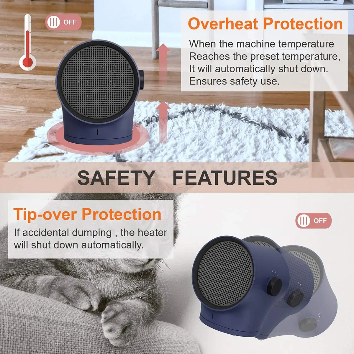 amazon top sell product 3 seconds instant heating 220v hot air room heater