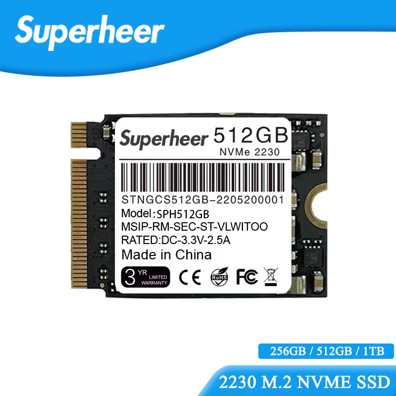 Твердотельный накопитель Superheer 2230 m.2 256 512 ГБ, высокопроизводительный PCIE3.0, совместимый с паровым палубом SURPRO, Модернизированный nvme ssd 1 ТБ