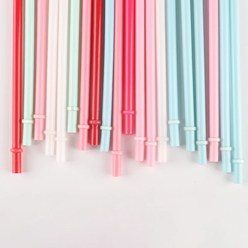 PLA Hard Plastic Drinking Straws with stopper ring , reusable plastic straws for tumbler