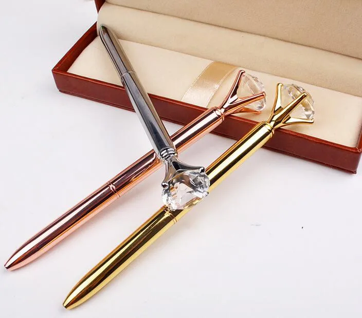 Customized Logo Gift Top Diamond Multi Color Rotating Crown Ballpoint Pens