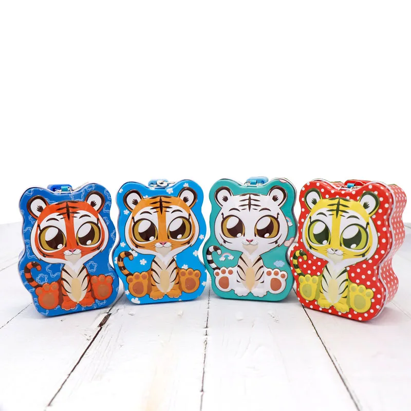 TOPSTHINK Wholesale Large Cartoon Cute Tiger Kids Safe Custom Money Box Piggy Bank For Boys With Key