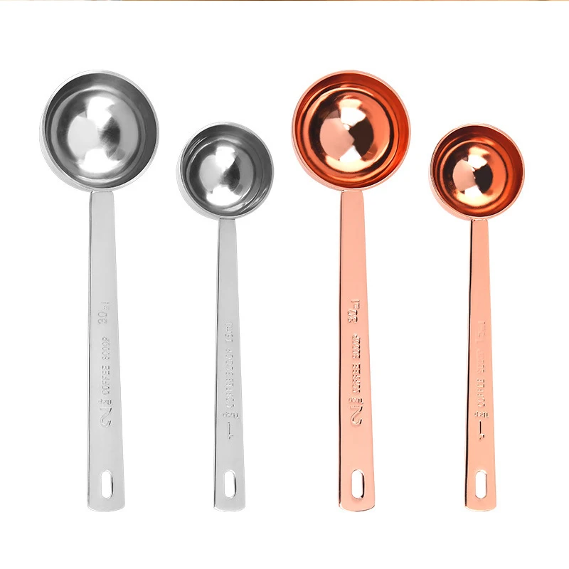 Rose gold plated silver stainless steel coffee scoop sugar measuring scoops,Custom coffee measuring spoon