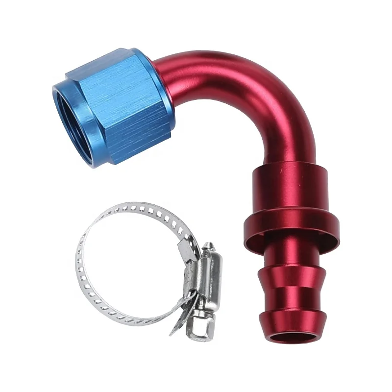 universal 90degree elbow 1/8 1/2 1/4 Male NPT Barb push on hose end polish aluminum AN ptfe tube swivel pipe straight fitting