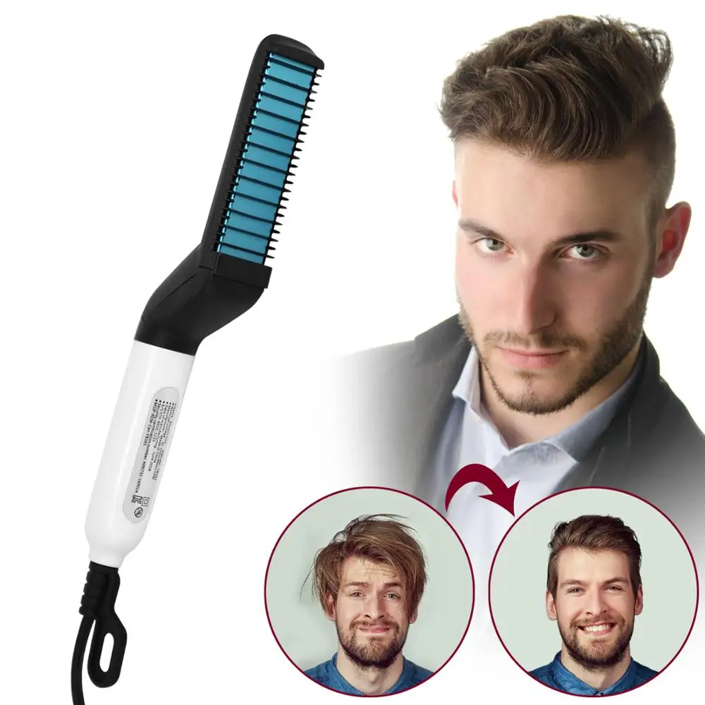 Heated Beard Hair Straightener Brush for Men isightguard Electric Hot Comb Beard Flat Iron Hair Styling for Men