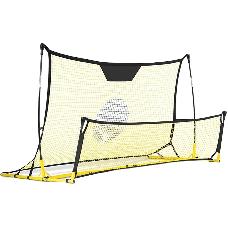 two sides yellow soccer rebounder two people can use Simultaneously