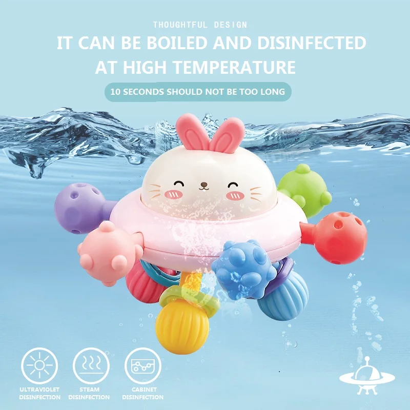 Silicone Baby teethers Toys Kids rattle teether ball Spinning Flying Saucer Baby Grasping Training Ball Gift For Children Toy