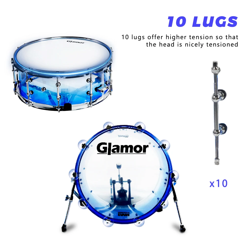 Glamor Drum Musical Instrument high-end professional Premium Series acrylic drum set professional drum kits