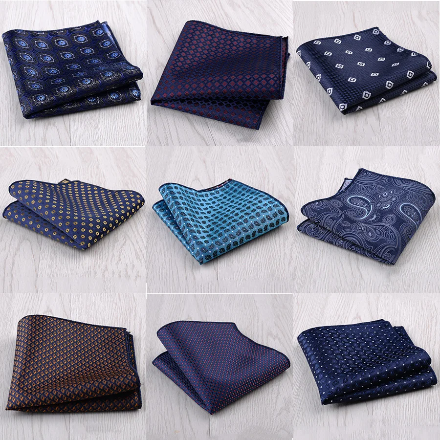 Luxurious Handkerchief for Men Green Blue Print Pocket Square Business Chest Towel Hanky Gentlemen Wedding Hanky