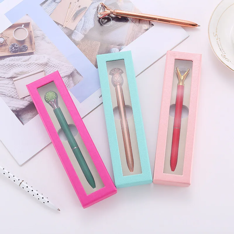 Custom Gift Pen Packaging Boxes Small Cardboard Paper Pencil Case Transparent Clear Lid Pens Box With PVC Windows