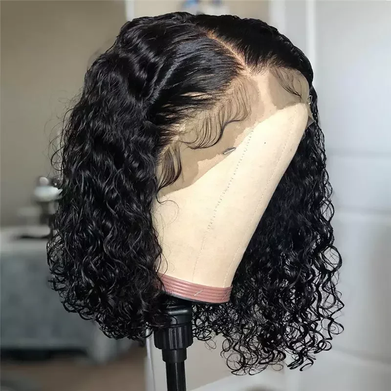 Short deep curly lace bob wig with baby hair 100% human hair for black women, wholesale Brazilian lace front lace wigs vendors