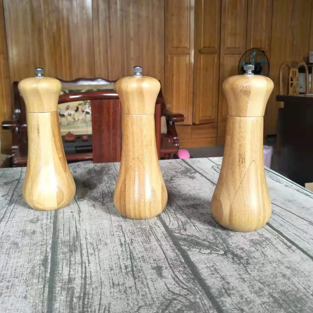 Bamboo Wooden Salt and Pepper Mill and Ceramic Grinder with Adjustable Coarseness, Refillable Pepper Grinders Gift Set