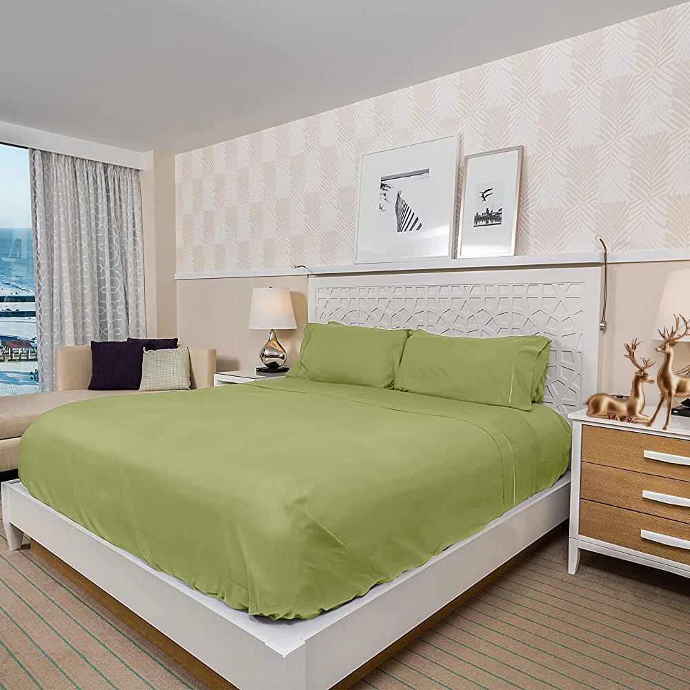 Wholesale 4 Pcs King Size 100% Cotton Cozy Low Allergy Bed Sheet Bedding Comforter Set