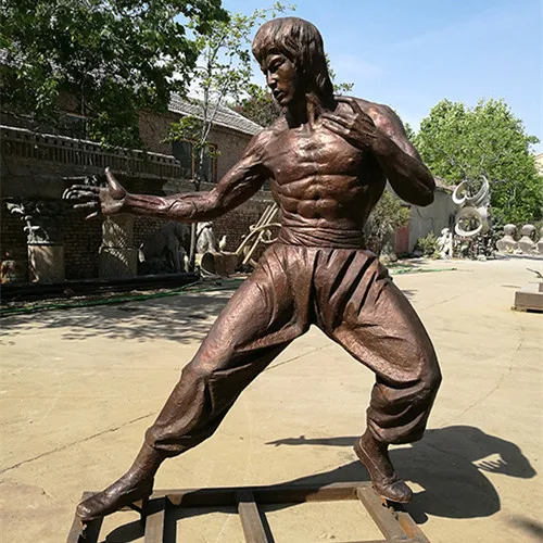 Manufacturer Famous Movie Person Bronze Sculpture Garden Life Size Brass Outdoor Metal Bruce Lee Statue Sculpture