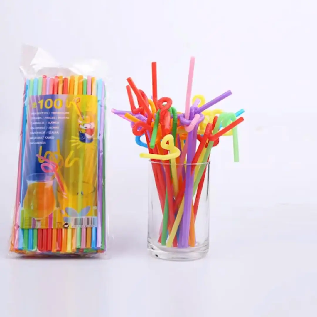 Disposable Individually Wrapped Plastic Boba Bubble Tea Drinking Straws