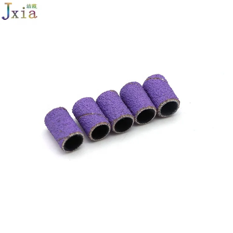 Jiexia Manicure Abrasive Sanding Ring 80 # 100#  120# 180# 240# Purple Nail Sanding Bands for Nail Drill Bits