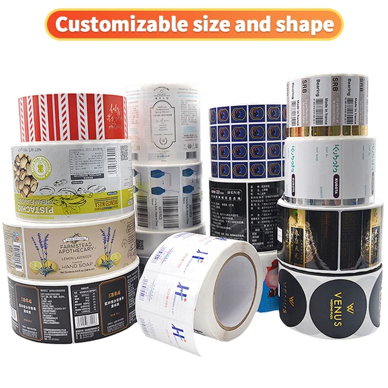 PVC vinyl self adhesive die cut round label customized circle logo sticker for food package