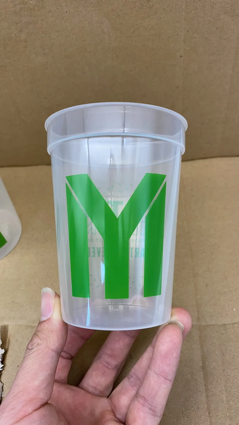 BPA free 16oz custom plastic cups with logo custom logo printed