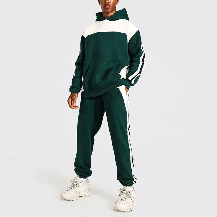 Custom tech fleece sweatsuit multi-color 2-piece set sport training tracksuit for men