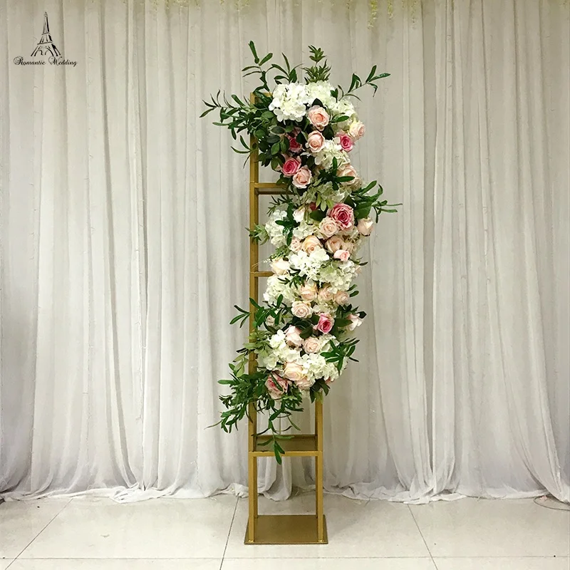 Romantic Modern Lead Road stand column 6ft Tall Gold Color Metal Iron Flower Stand for Wedding Decoration Home Decor